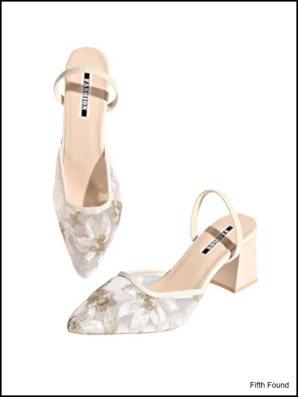 Womens Lace Slingback Kitten Heels Pointed Toe Pumps